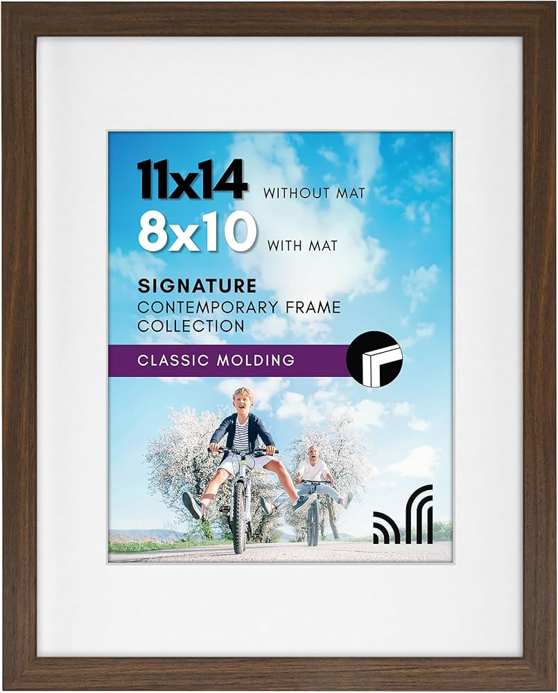 Americanflat 11x14 Picture Frame with Shatter-Resistant Glass - Use as 8x10 Frame with Mat or Dis... | Amazon (US)