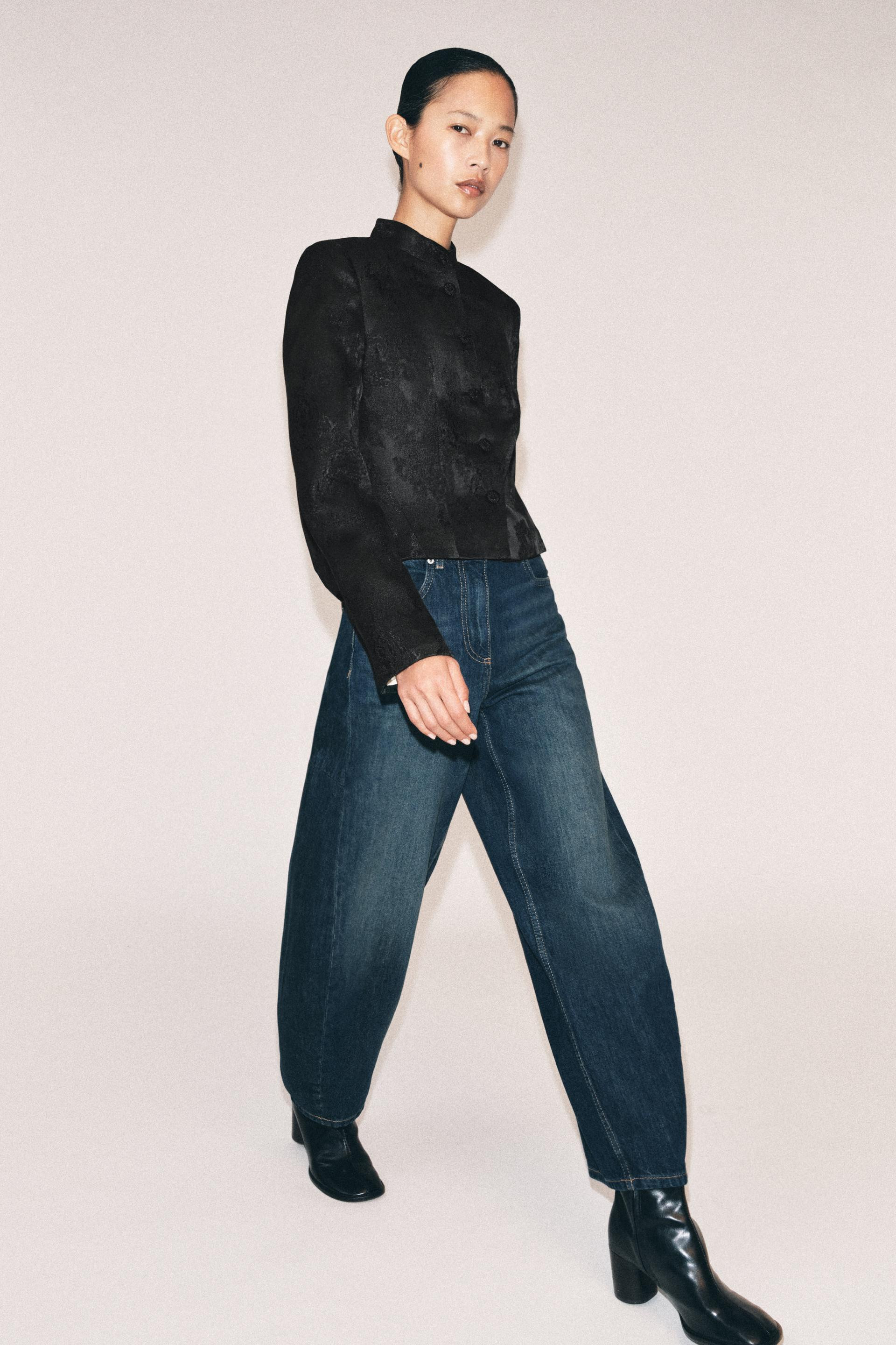Zara - Zw Collection Short Jacquard Jacket - Black - M - Woman | Zara US