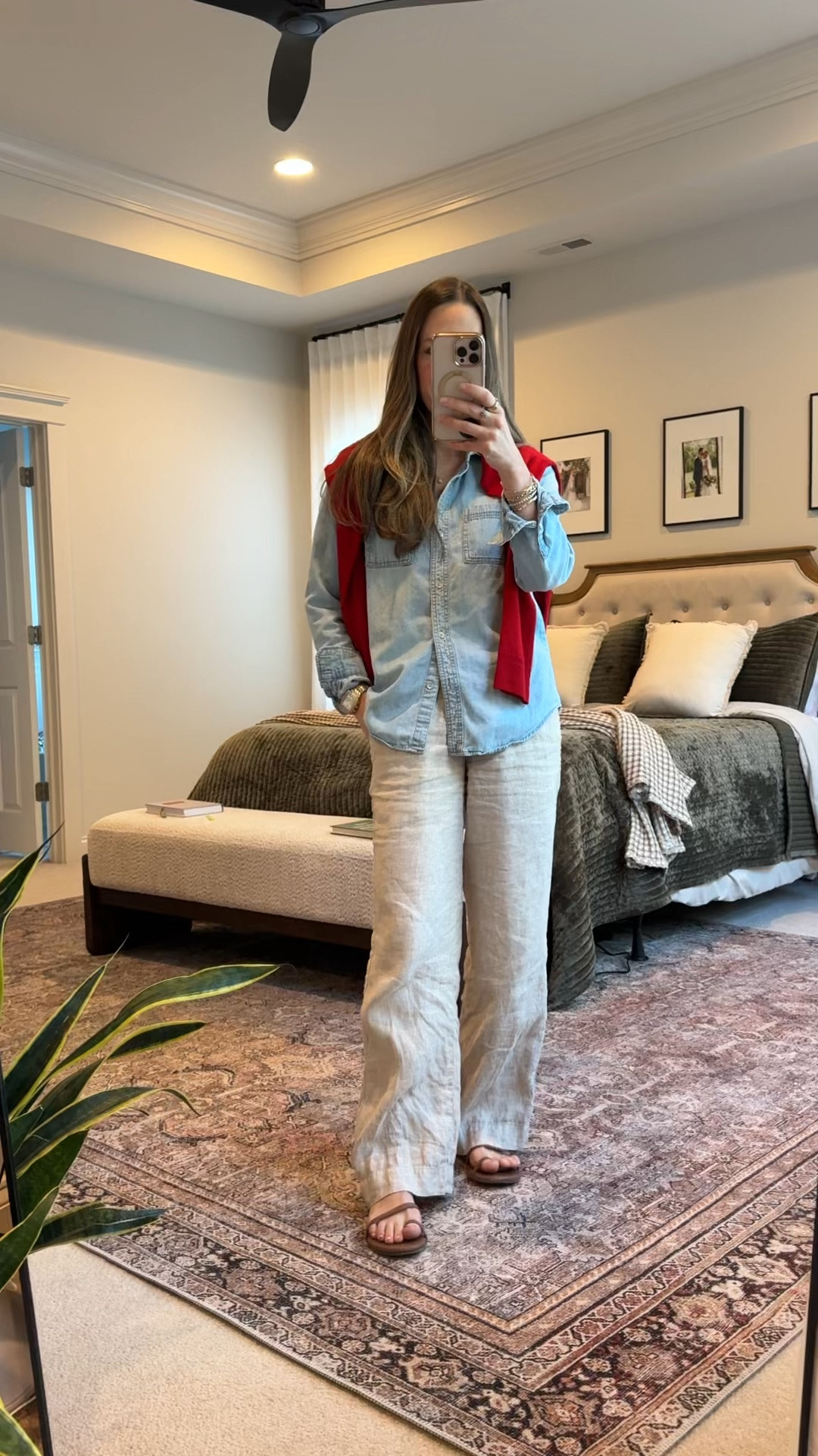 Linen pants outfit for spring

Chambray + lightweight cashmere + linen wide leg pants.

An easy elevated casual formula that works for errands, casual work days, or travel.

• Target chambray button down (size S)
• Quince lightweight cashmere sweater (size S)
• Quince linen pants 30” length (size XS) — I’m 5’4”
Use code INFG-26LINENANDLIGHTCO10
• Neutral sandals

Perfect for:
linen pants outfit
spring capsule wardrobe
wide leg linen pants outfit
business casual spring
classic mom style

The 30” inseam works well on me at 5’4” with flats — no hemming needed.



#LTKSeasonal #LTKootd #LTKgrwm