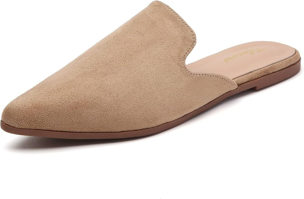 Tilocow Mules for Woman Comfortable Pointed Toe Backless Loafers Flat Mule Business Casual Shoes ... | Amazon (US)