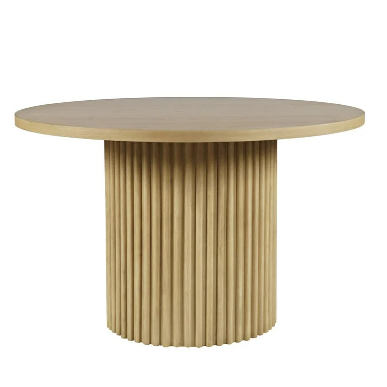 Auden 48" Round Mid-Century Modern Fluted Pedestal Base Dining Table | Walmart (US)