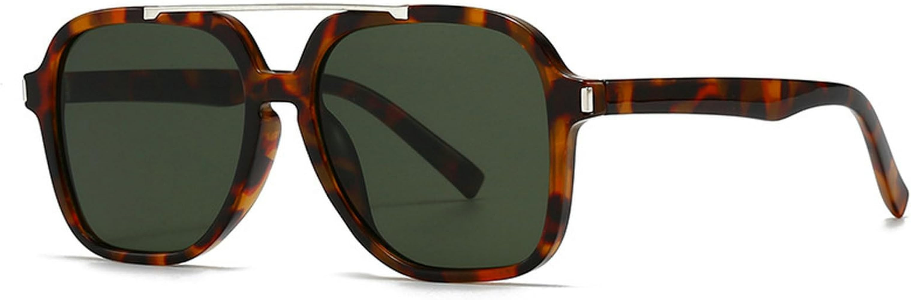 Fashion Pilot Sunglasses Women Retro Square Sunglasses Female Double Bridge 70s Shades UV Protect... | Amazon (US)