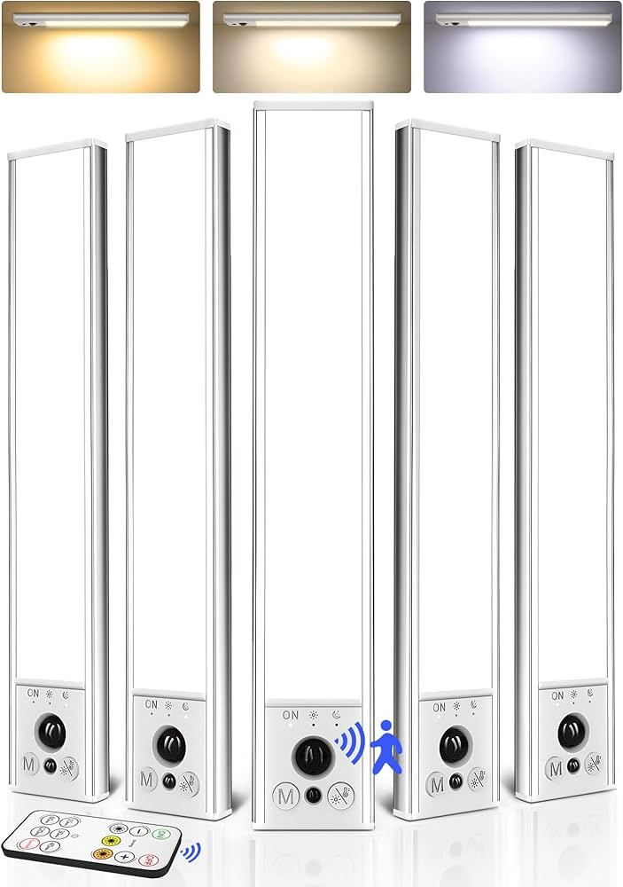 EZVALO 5-Pack Under Cabinet Lighting, 2400mAh Rechargeable Motion Sensor Light, 10inch Magnetic C... | Amazon (US)
