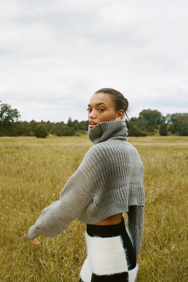 UO Maggie Mixed-Stitch Turtleneck Sweater | Urban Outfitters (US and RoW)