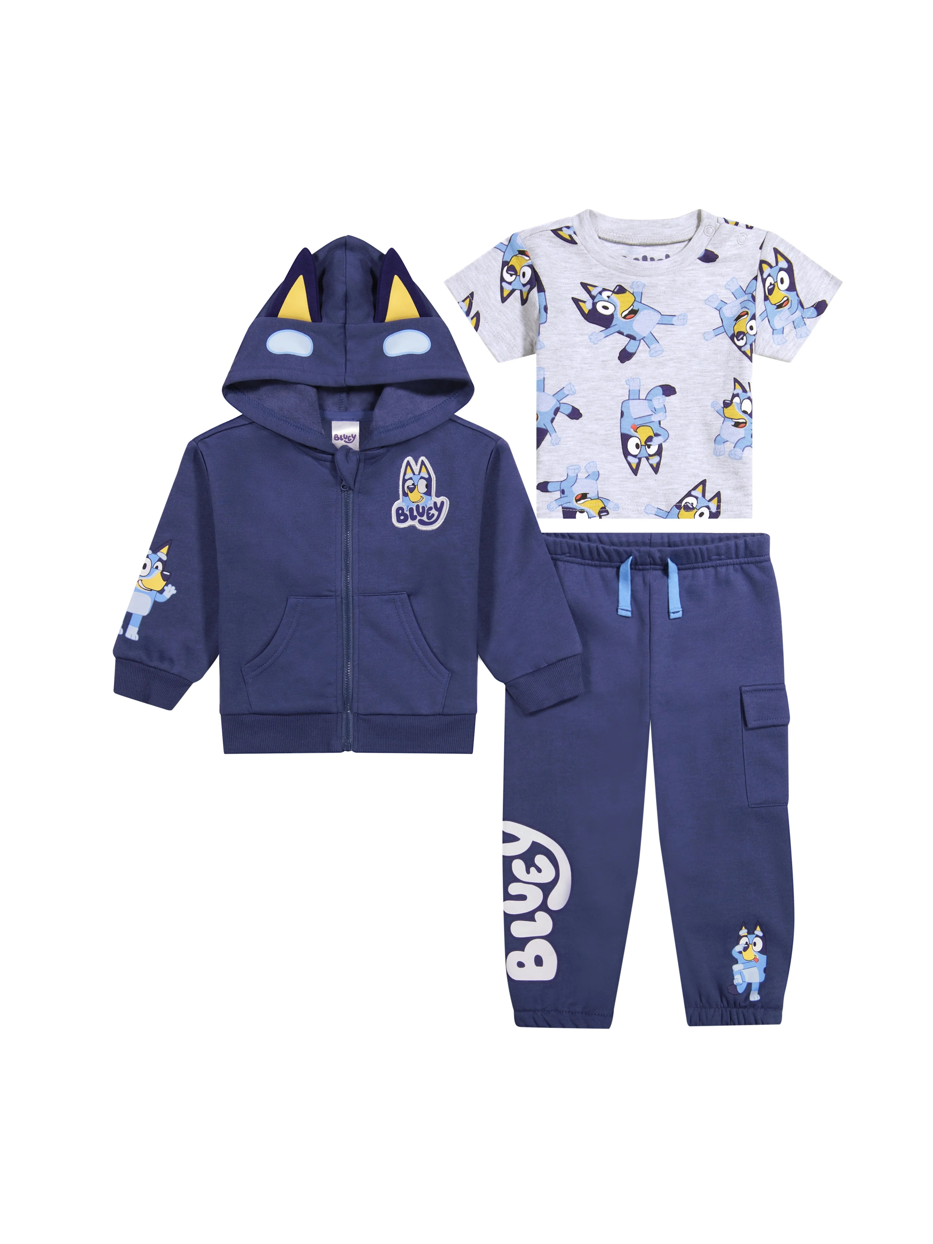 Bluey Baby Boy 3 Piece Fleece Jogger Set, Sizes 0-24 Months | Walmart (US)