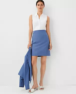 The Seamed Short A-Line Skirt in Seasonless Stretch | Ann Taylor (US)