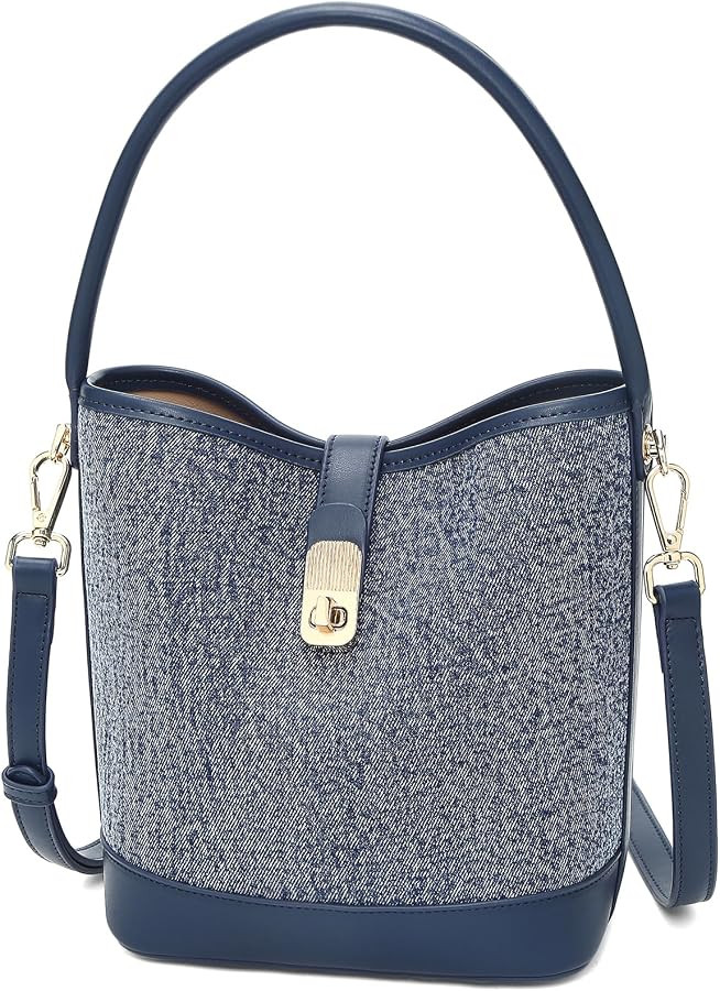 FOXLOVER Coated Canvas Bucket Crossbody Bags for Women Top-Handle Handbags Small Satchel Purse Tr... | Amazon (US)
