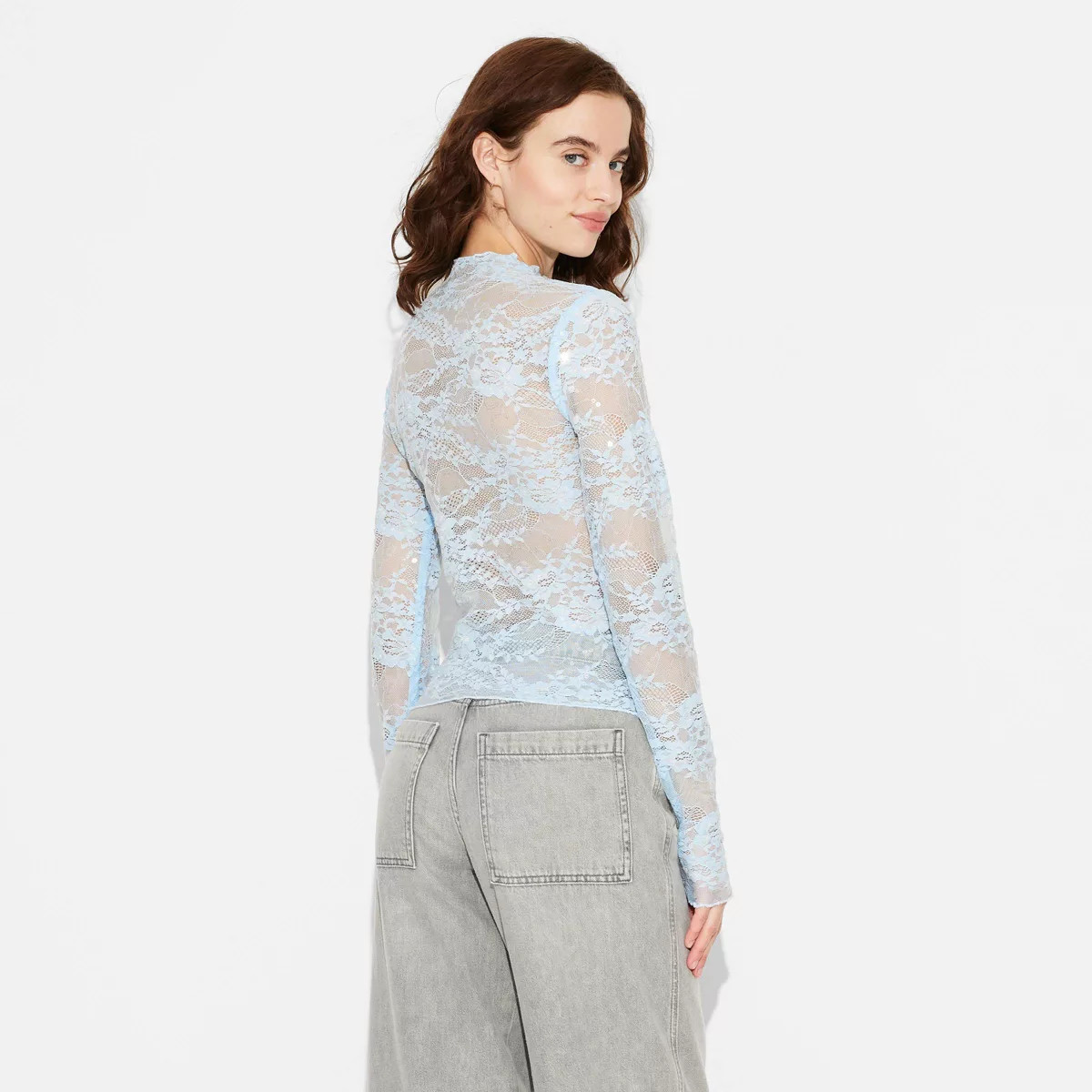 Women's Long Sleeve Lace Sequin Top - Wild Fable™ | Target