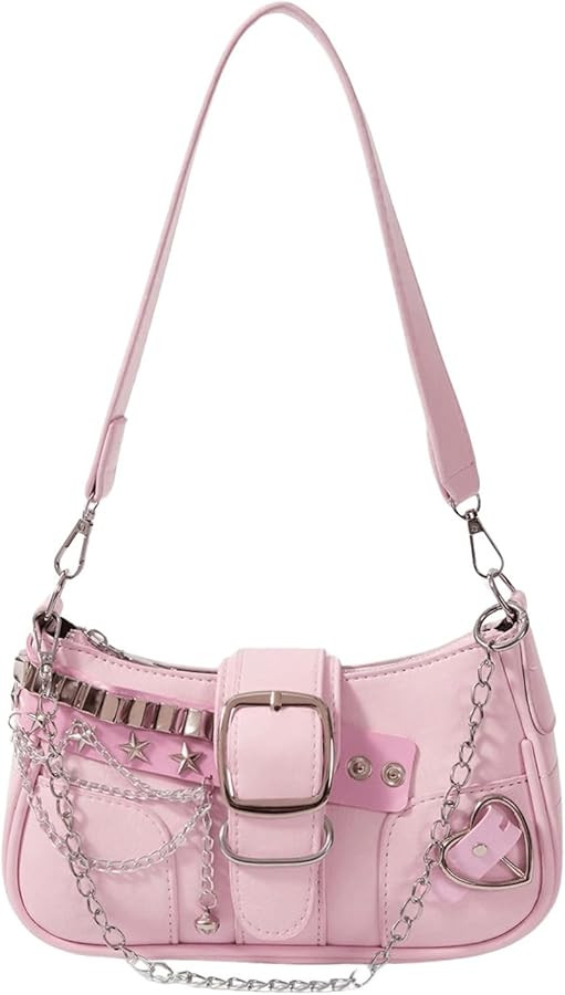 Verdusa Women's Y2k Star Embroidery Shoulder Bag Mini Chain Hobo Handbag Purses | Amazon (US)