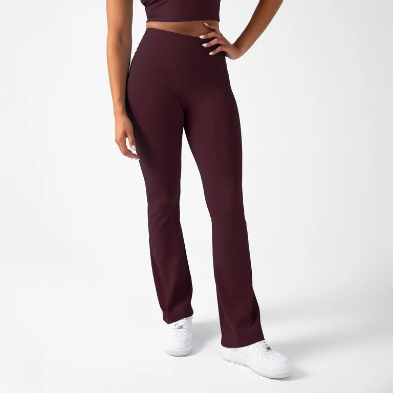 YITTY Active Women's Ultraluxe Kick Flare High Waist Legging, Athleisure, 4-Way-Stretch, Burgundy... | Walmart (US)
