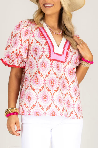 Marley Pink Short Sleeve Blouse | The Willow Tree