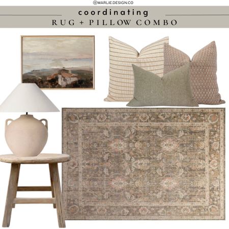 Rug and pillow combo | living room style inspo | bedroom style inspo | living room pillows | bedroom pillows | pillow covers | Etsy | vintage landscape art | mays table lamp | the loloi look | chris loves Julia x loloi | loloi rug | warm neutral decor | neutral decor | living room rug | bedroom rug | round rustic table | Wayfair | McGee and co | north prints 

#LTKhome #LTKunder100 #LTKFind