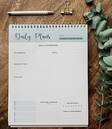 Spiral Daily Planner Agenda Notepad -100 Undated Tear-Off Sheets -Desk Notepad, Motivational Cale... | Amazon (US)