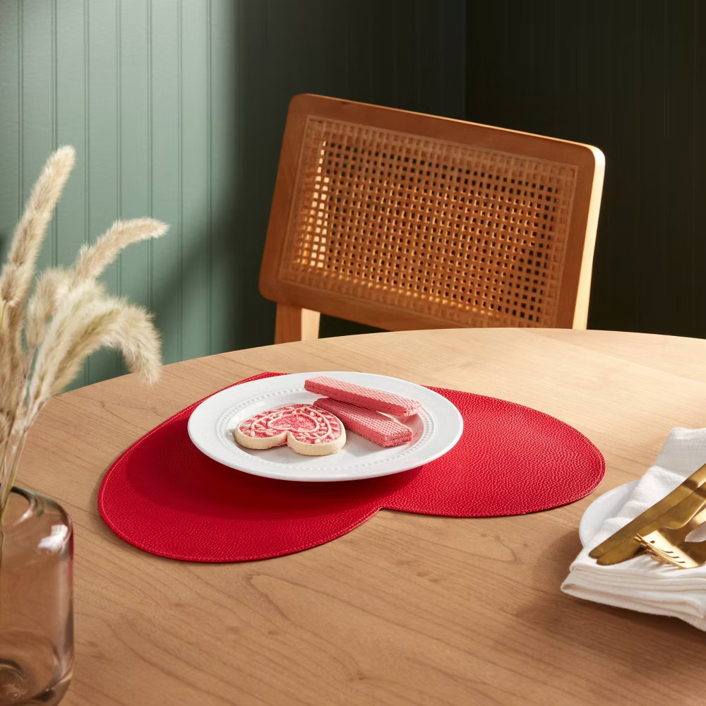 Valentine's Day Faux Leather Heart Placemat Charger Red - Threshold™ | Target