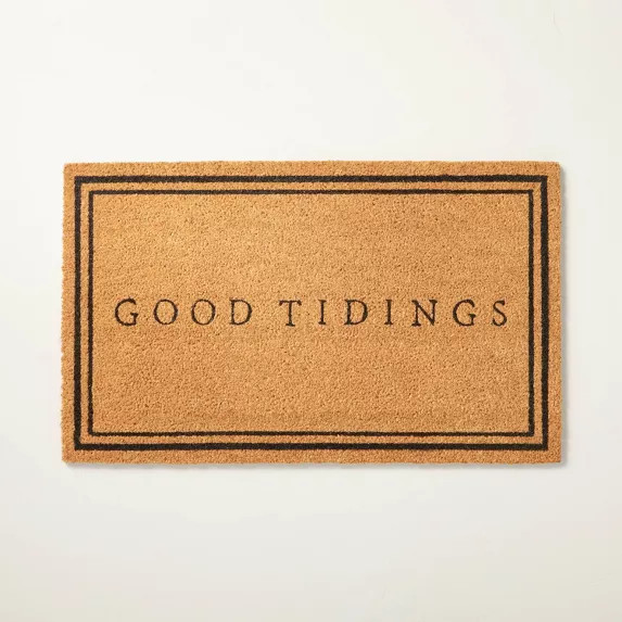 Good Tidings Bordered Rectangular Outdoor Doormat Black/Tan - Hearth & Hand™ with Magnolia | Target