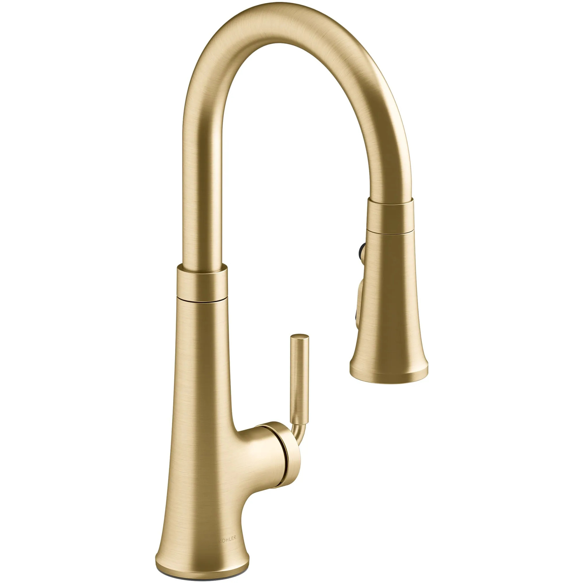 KOHLER Tone Vibrant Brushed Moderne Brass Single Handle Deck-mount Pull-down Kitchen Faucet with Sprayer one_size | K-23764-2MB | Lowe's