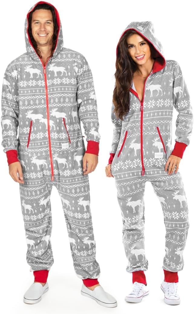 Tipsy Elves Christmas Onesies for Adults - Comfy Men’s and Women’s Matching Holiday Jumpsuits... | Amazon (US)