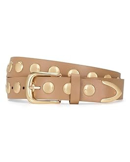 JASGOOD Women Fashion Leather Belt Punk Studded Belt for Jeans Pants Dresses | Amazon (US)