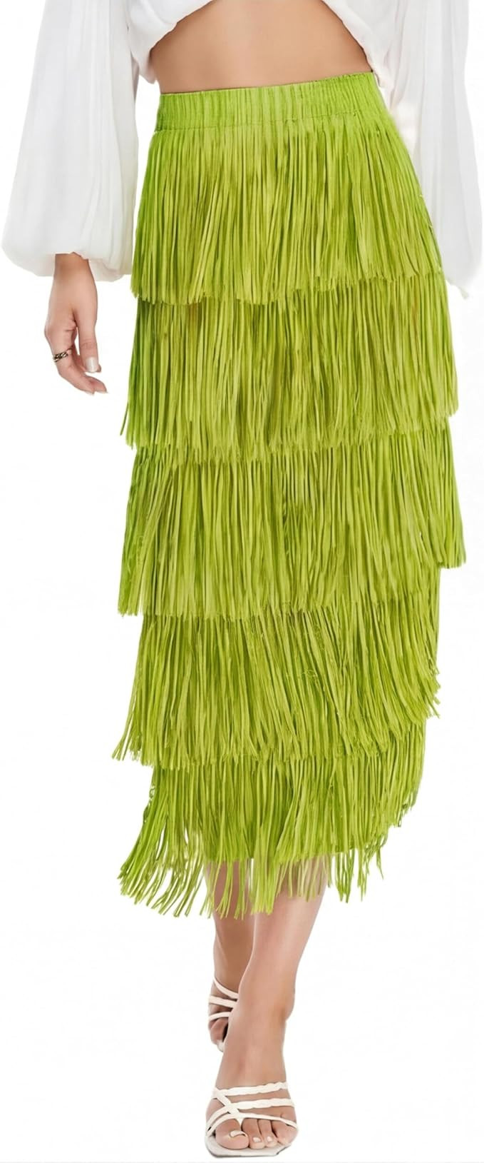 Kisidoo Women's Fringe Trim High Waist Short Pencil Bodycon Skirts, Sexy Elegant Fringe Long Maxi... | Amazon (US)