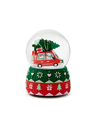 Christmas Cheer White Green And Red Festive Water Globe, Created for Macy's | Macy's