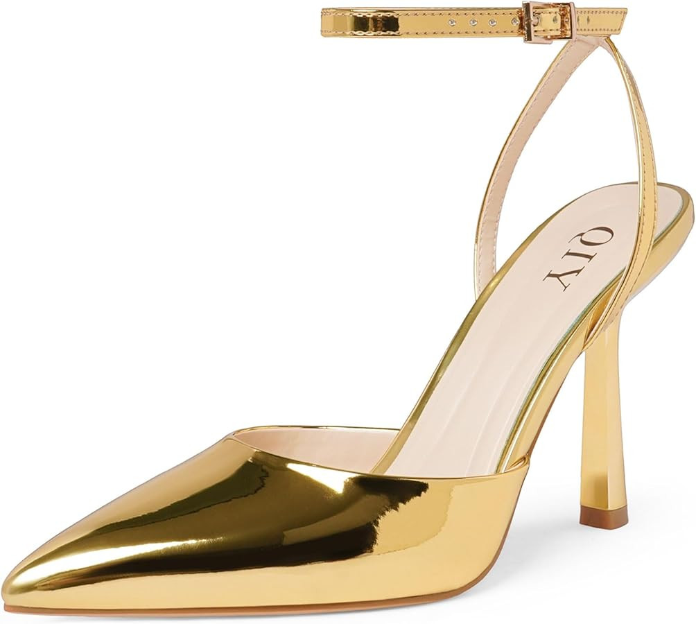 Closed Toe Ankle Strap Heels Women Pumps Pointed Toe Heeled Sandals for Women Stiletto Wedding Dr... | Amazon (US)