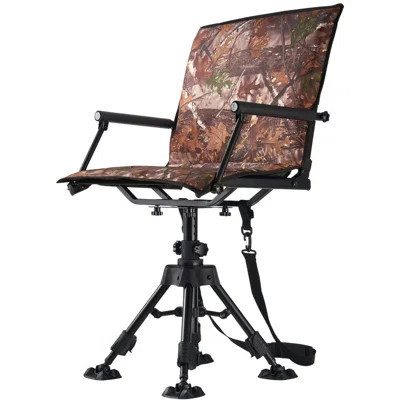 Hunting Chair, 360° Silent Swivel, Foldable Portable Blind Chair, Heavy-Duty Steel Frame Ground Stool Seat, with Armrests, Cover, Anti-Sink Feet, Heig | Wayfair North America