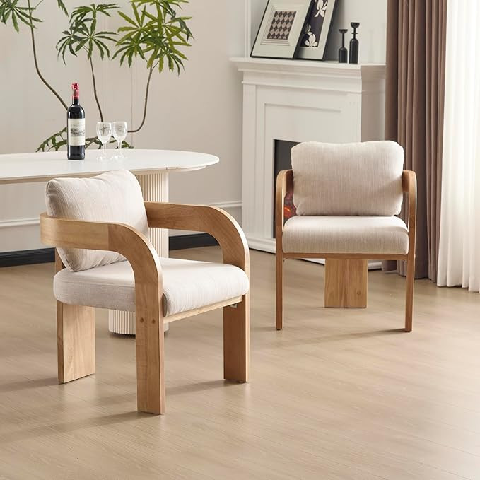 Christopher Knight Home Yorick Modern Dining Chair Set of 2 with Cushion, Solid Wood Dining Room ... | Amazon (US)