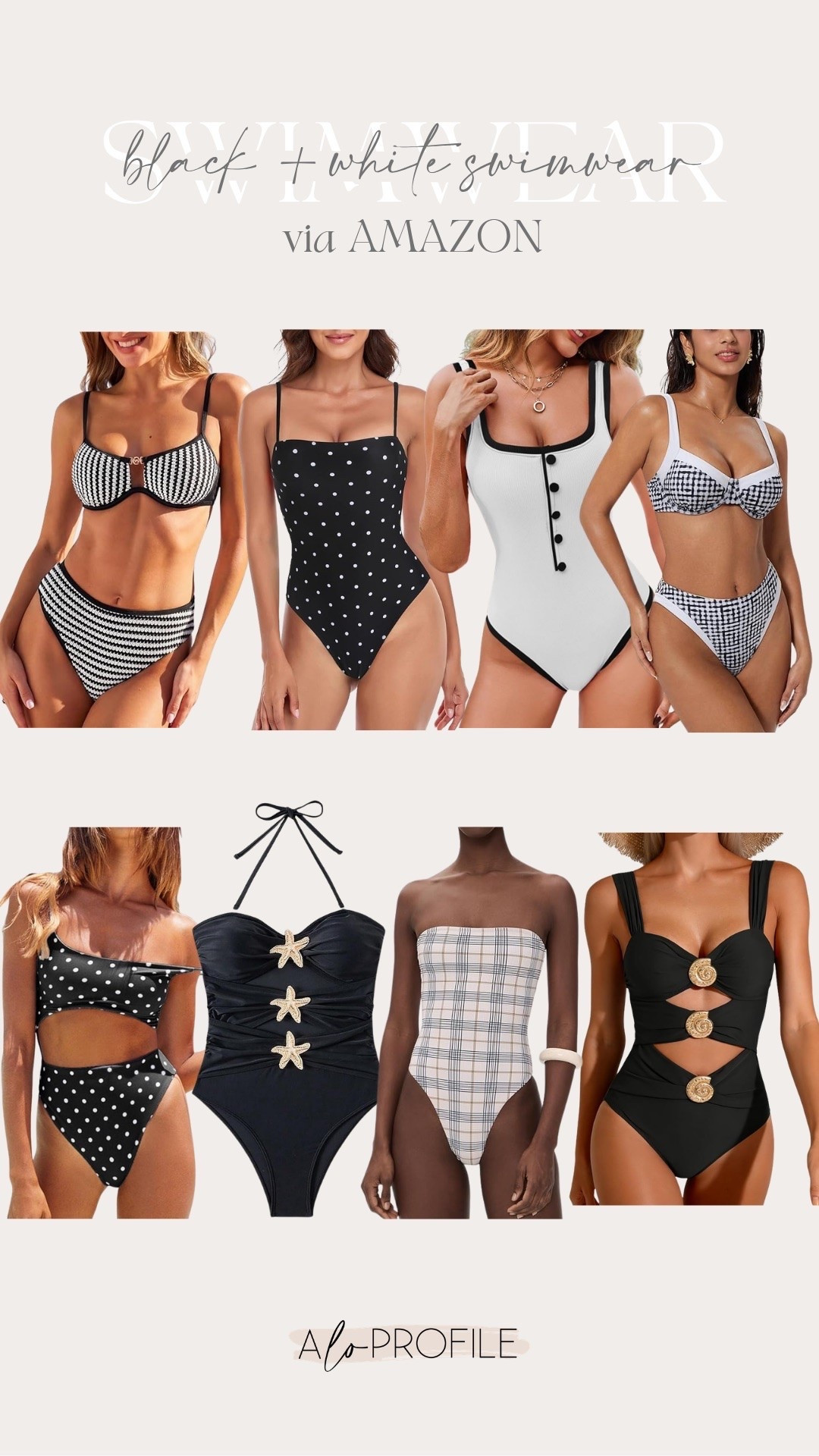 Black + White Swimwear via Amazon // swimwear, swimsuits, neutral swimsuits, neutral swimwear, vacay style, resort wear, beach wear, beach outfit, beach vacation, summer outfits, summer style