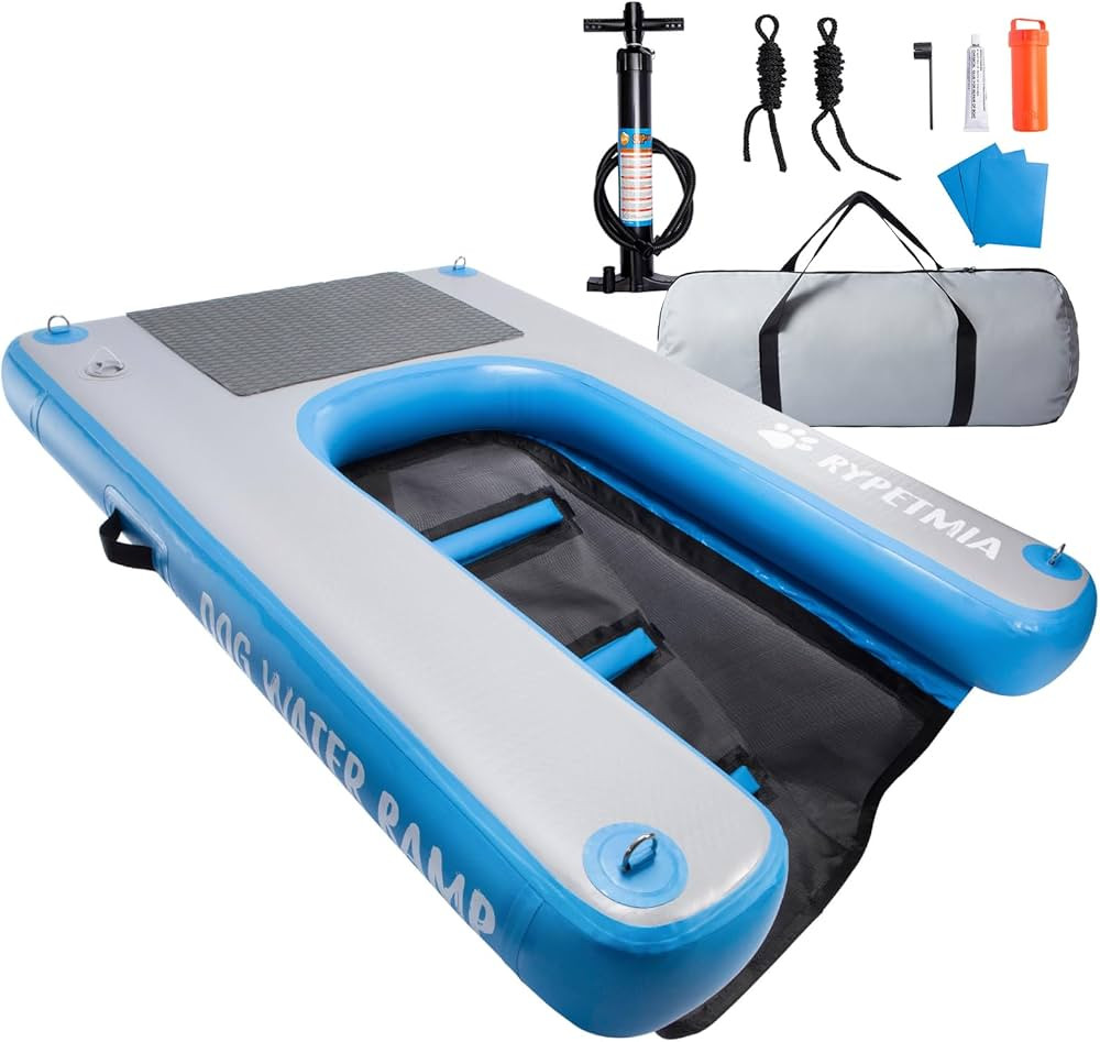 Dog Water Ramp, 60" x 40" Inflatable Dog Float Floating Ramp Ladder for Pools Boats Docks | Dog O... | Amazon (US)