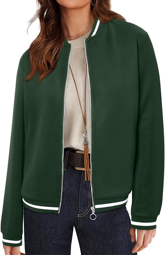 Magritta Womens Zip Up Jackets Dressy Long Sleeve Sweatshirt Button Down Cropped Bomber Jacket Fa... | Amazon (US)