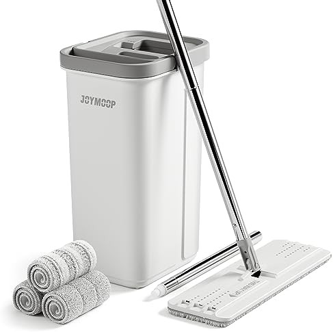 JOYMOOP Mop and Bucket with Wringer Set, Hands Free Flat Floor Mop and Bucket, with 3 Washable Mi... | Amazon (US)