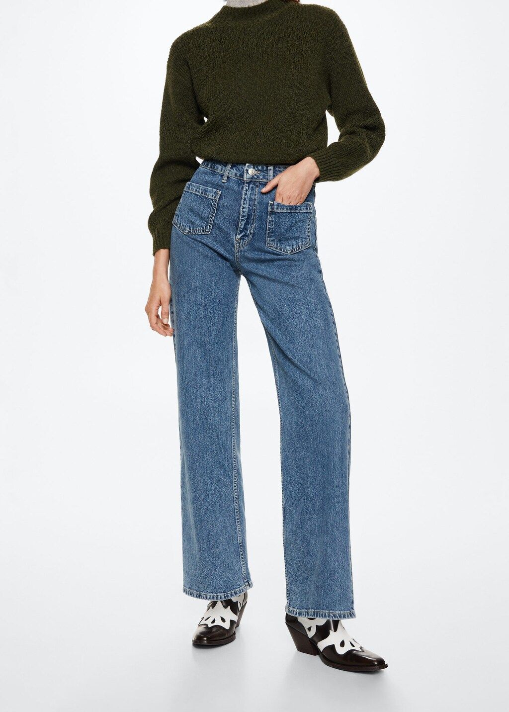 Wide-leg jeans with pockets -  Women | Mango United Kingdom | MANGO (UK)