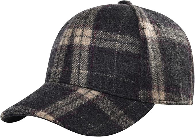 BOTVELA Men's Herringbone Tweed Baseball Cap Wool Blend Fitted Hat | Amazon (US)