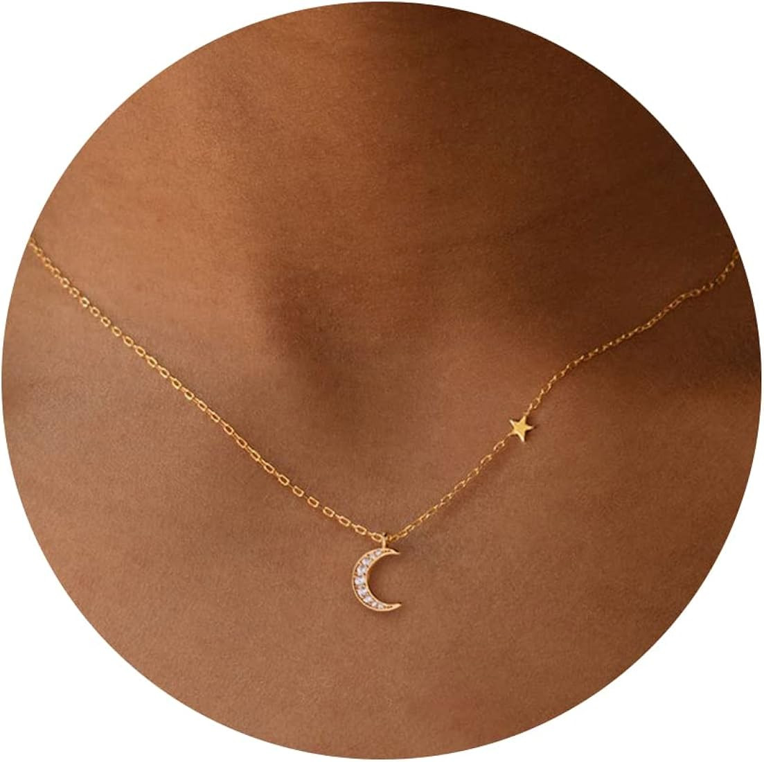 BSGRL Dainty Necklace for Women, 14k Gold Filled Moon Star Lotus Flower Sun Leaf Design Simple Pe... | Amazon (US)