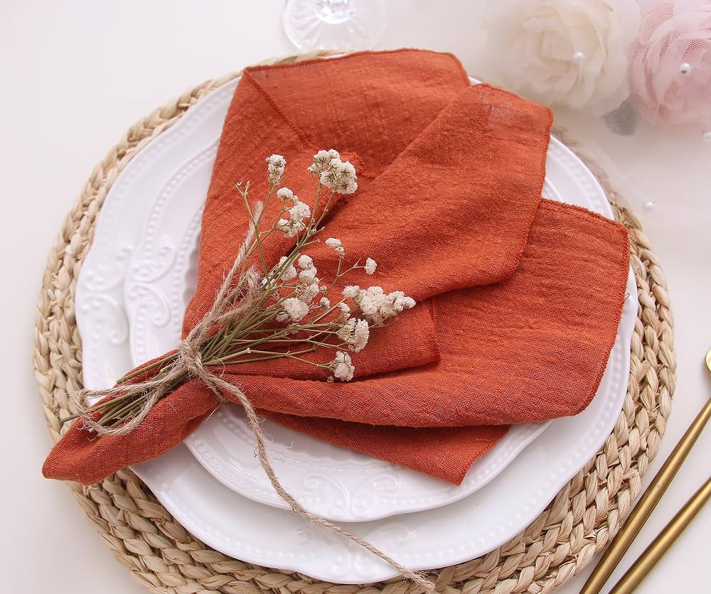 Dinner Cloth Napkins 10 Pack,Gauze Napkins 100% Natural Soft Cotton,Washable Fall Napkins for Wed... | Amazon (US)