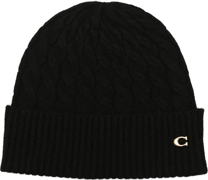 COACH Cable Knit Cuff Beanie | Nordstrom | Nordstrom