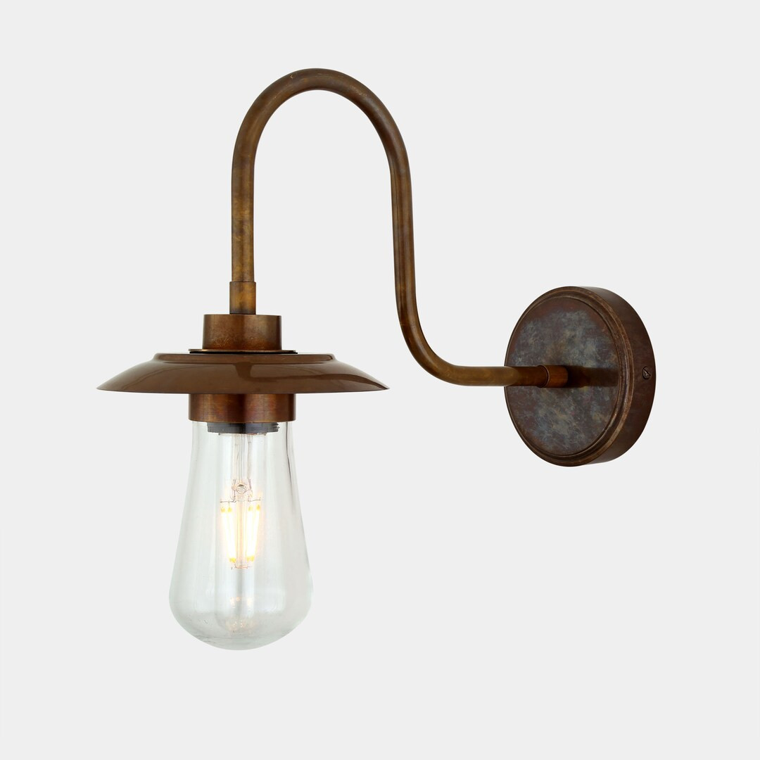 Ren Vintage Brass Swan Neck Bathroom Wall Sconce IP65 - Etsy | Etsy (US)