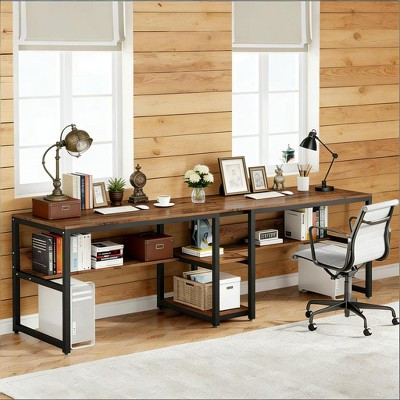 Double Computer Desk with Bookshelf, Office Furnitur | Target