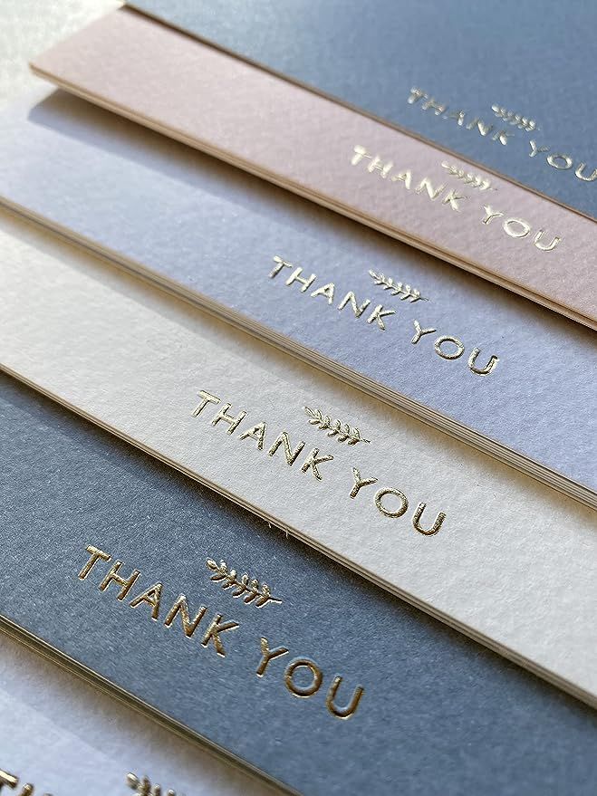 Amazon.com : (36 Pack) Thank You Cards With Envelopes & Stickers - Elegant Dusty Blue Emboss Gold... | Amazon (US)