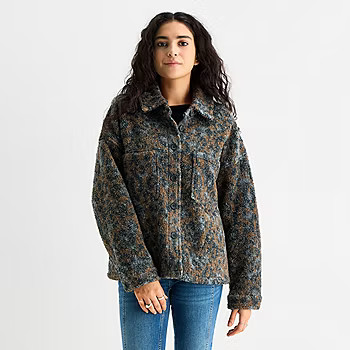 Arizona Womens Juniors Faux Fur Midweight Shirt Jacket - JCPenney | JCPenney