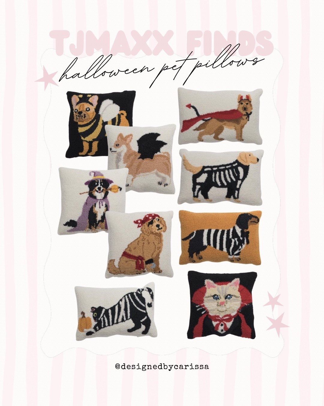 HALLOWEEN NEEDLE POINT PILLOWS AT TJMAXX | do you see your pet?? 🐶🐱🐾

#LTKSeasonal #LTKSaleAlert #LTKHome