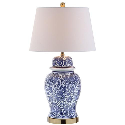 Jonathan Y Blue and White Ellis 29.5"" Ceramic LED Table Lamp | HSN