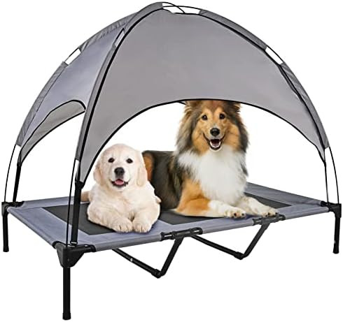 Amazon.com : OLSAGO Elevated Dog Bed with Canopy, Portable Raised Pet Cot for Camping or Beach, Remo | Amazon (US)