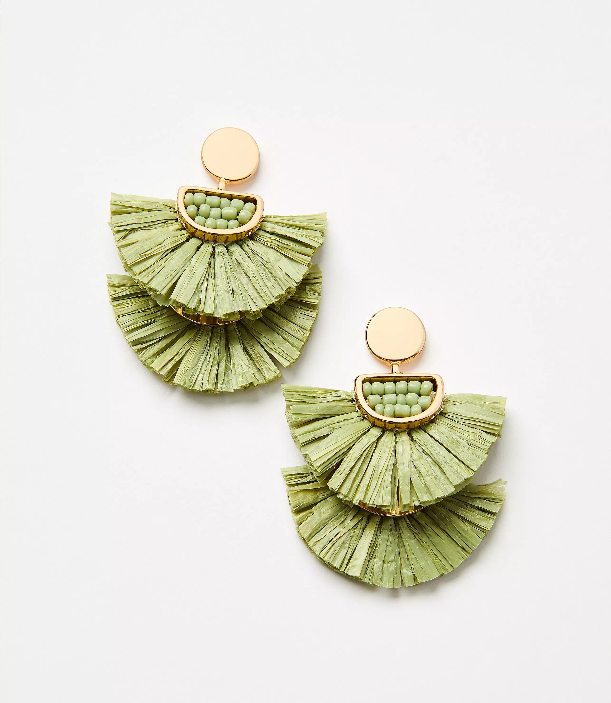 Raffia Beaded Fan Statement Earrings | LOFT