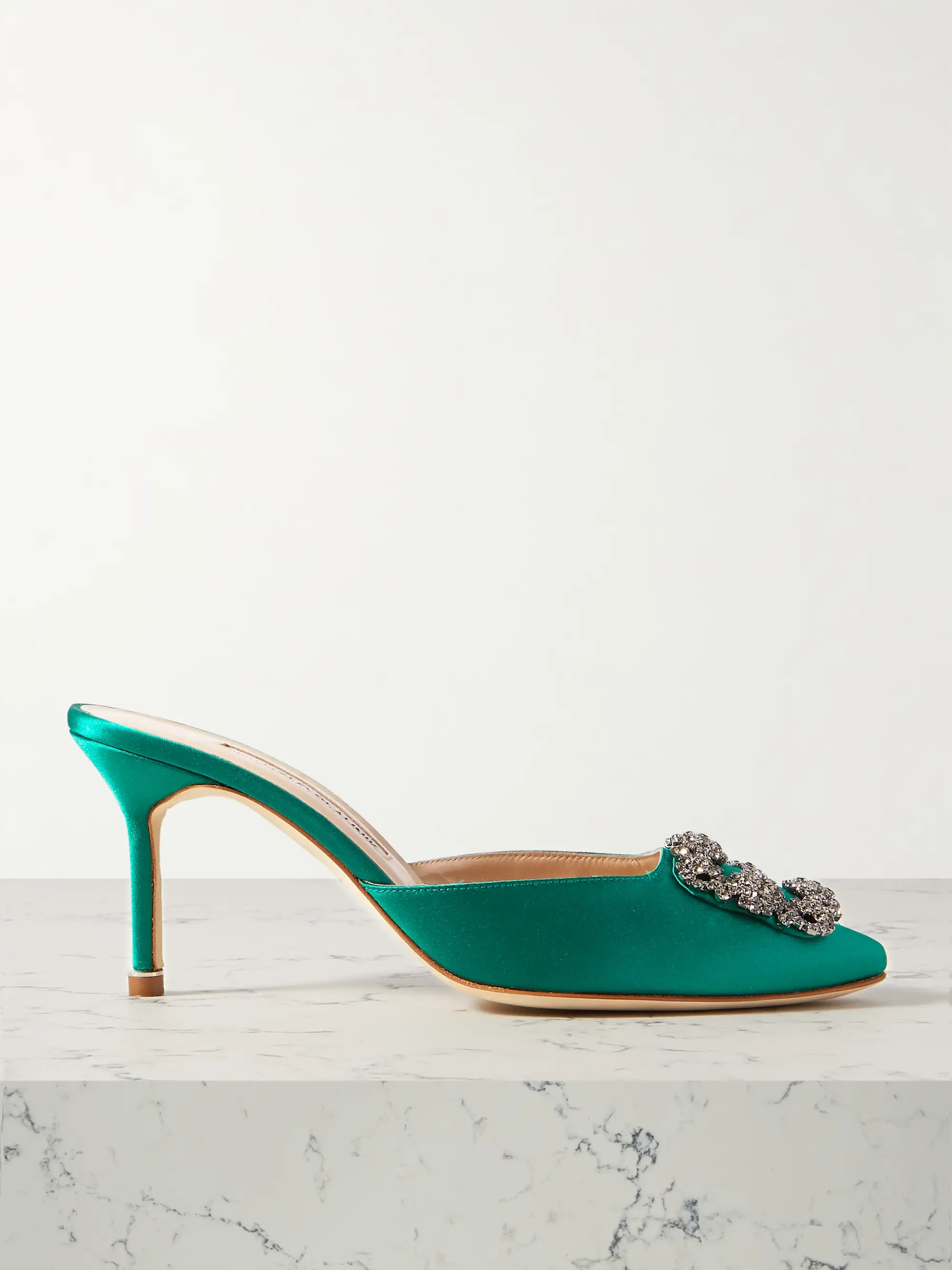 Hangisimu 70 embellished satin mules | NET-A-PORTER (US)