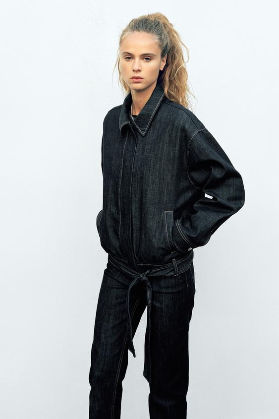 TRF DENIM JACKET WITH BELT | Zara UK