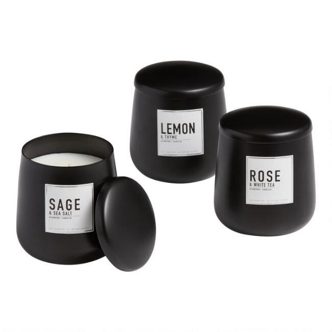 Black Metal Tin Filled Candle | World Market