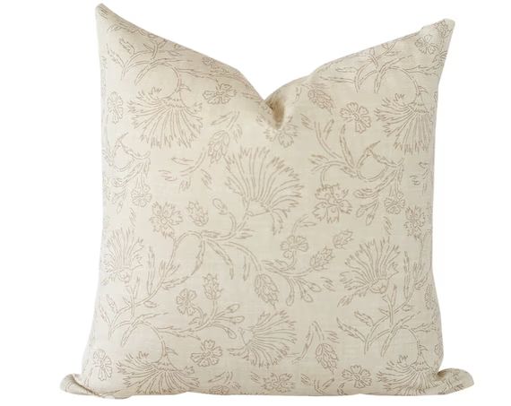 Beige Floral Pillow Cover, Fall Pillow, Modern Floral Pillow Covers, Neutral Throw Pillow Cover, ... | Etsy (US)