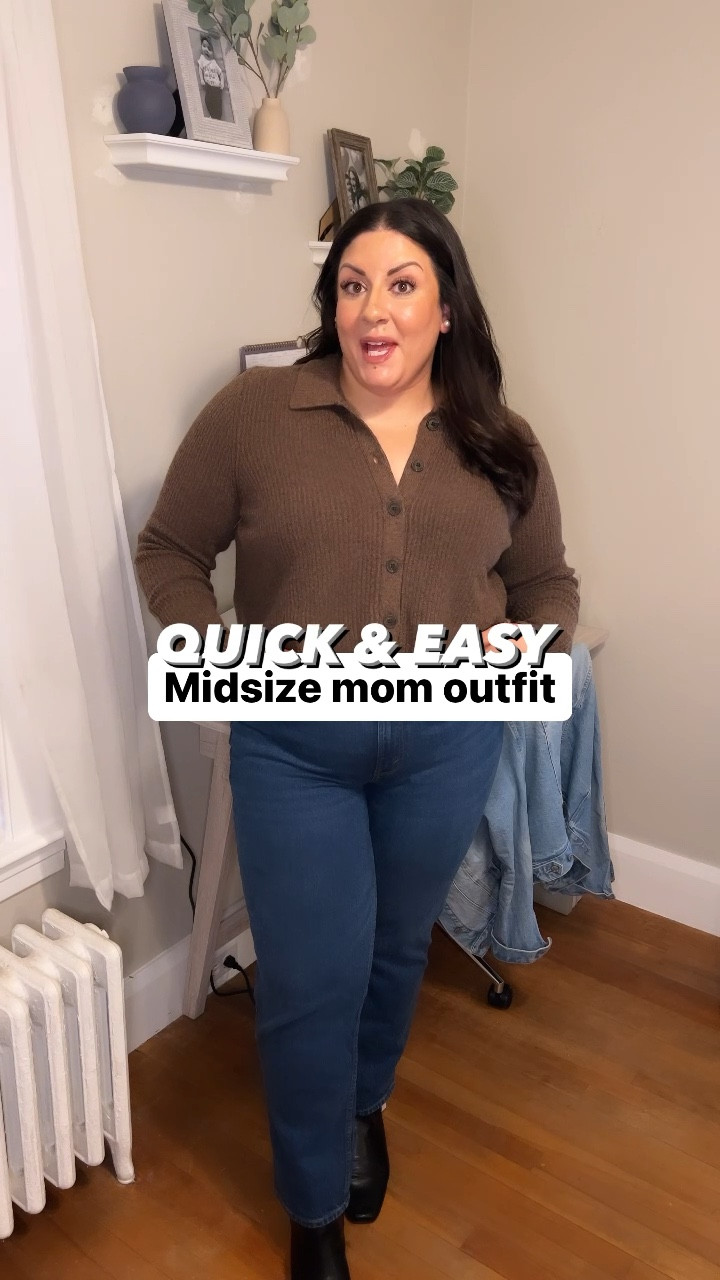 Confidently Carina is wearing an Old Navy cardigan sweater and Abercrombie mid rise straight jeans! Wearing an XL in the cardigan and a 14 in jeans. Also linking my favorite foundation, concealer and the lashes I wear daily! 

#LTKfindsunder50 #LTKmidsize #LTKSeasonal