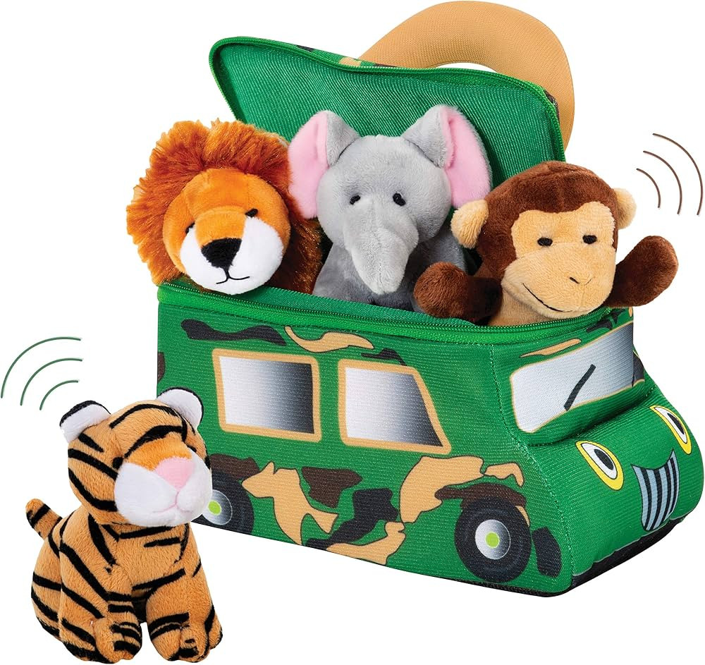Bundaloo Plush Jungle Animals Set with Realistic Sound - Soft Stuffed Animal Toys with Safari Tru... | Amazon (US)